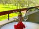 Romantic balcony scene with wine, glasses, and roses overlooking a verdant landscape at 36750 Us Highway 19 N # 21-302, Palm Harbor, FL 34684