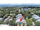 Aerial view of property, highlighting its location and proximity to water at 577 Vista Trail Ct, Palm Harbor, FL 34683