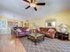 Open-concept living area with comfortable leather seating and a view of the connected kitchen at 7532 Bayshore Dr # 205, Treasure Island, FL 33706