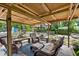Relaxing backyard patio with wicker furniture and fire pit at 4984 Oxford N Ave, St Petersburg, FL 33710