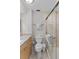 Bathroom with shower, toilet and granite countertop at 5830 Midnight Pass Rd # 705, Sarasota, FL 34242