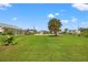 Spacious backyard with lush green grass and mature palm trees at 7162 Benson St, Englewood, FL 34224