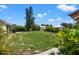 Large grassy backyard with mature trees and shed at 7162 Benson St, Englewood, FL 34224