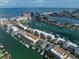 Stunning aerial view of waterfront community and city skyline at 158 Brightwater Dr # 1, Clearwater Beach, FL 33767