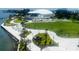 Aerial view of a waterfront park with walking paths and a large lawn at 7200 Ulmerton Rd # F2, Largo, FL 33771