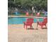 Community pool with colorful chairs and brick patio at 701 S Madison Ave # 106, Clearwater, FL 33756
