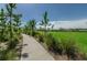 Paved pathway meandering through lush landscaping at 12610 Rangeland Blvd, Odessa, FL 33556