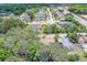 Aerial view of a house with a pool, located in a residential neighborhood at 1950 Lillian Ave, Tarpon Springs, FL 34689