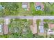 Top-down aerial view of the property and surrounding houses at 1950 Lillian Ave, Tarpon Springs, FL 34689