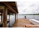 Wooden dock offering covered shelter and lake access at 22607 Southshore Dr, Land O Lakes, FL 34639