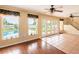 Spacious living area with hardwood and tile floors, plus a view at 22607 Southshore Dr, Land O Lakes, FL 34639