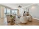 Beautiful living room boasts ocean views, neutral decor, comfortable seating, and natural light for a serene ambiance at 19820 Gulf Blvd # 401, Indian Shores, FL 33785
