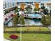 Aerial view of the community pool, pond, and townhomes at 2511 N Grady Ave # 53, Tampa, FL 33607