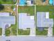 House and yard aerial view, showing surrounding houses at 3543 Seffner Dr, Holiday, FL 34691