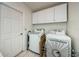 The laundry room has appliances and storage at 957 Westwinds Blvd, Tarpon Springs, FL 34689