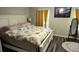 Bright bedroom with king-size bed, wood-look floors, and large windows at 7643 Ginger Lily Ct, Tampa, FL 33619