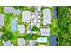 Aerial view of condo community, pool, tennis court, and lush landscaping at 2745 Enterprise E Rd # 24, Clearwater, FL 33759