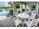 Covered patio area with table and chairs overlooking the pool at 1211 N Mcmullen Booth Rd # 1211, Clearwater, FL 33759