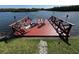 Waterfront dock with seating, offering a perfect spot to enjoy the beautiful water views at 1964 Arvis E Cir, Clearwater, FL 33764
