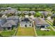 Aerial view of house with solar panels and backyard at 12235 Creek Preserve Dr, Riverview, FL 33579
