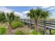 Wooden boardwalk leads to beach with palm trees at 4450 Gulf Blvd # 104, St Pete Beach, FL 33706