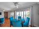 Bright dining area with teal chairs and access to balcony at 1809 Gulf Blvd, Indian Rocks Beach, FL 33785