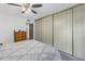 Main bedroom with ceiling fan and large closet at 6400 46Th N Ave # 117, Kenneth City, FL 33709