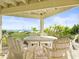 Enjoy ocean views from this beachfront patio, complete with seating at 20052 Gulf Blvd, Indian Shores, FL 33785