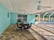 Covered patio with dining area, providing a great space for outdoor gatherings and enjoying the weather at 1549 Linwood Dr, Clearwater, FL 33755