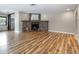 Rustic exposed brick fireplace in the living room at 4822 3Rd S Ave, St Petersburg, FL 33711