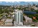 Aerial view of a modern high-rise building by a lake at 777 3Rd N Ave # 1204, St Petersburg, FL 33701