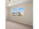 Bright bedroom with carpeted floor, ceiling fan, and large window offering a view at 3247 38Th S Way # C, St Petersburg, FL 33711