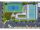 Aerial view of tennis court, shuffleboard, and kayak storage at 6075 Shore S Blvd # 501, Gulfport, FL 33707