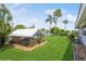 Backyard with a chicken coop and green lawn at 4145 Star Island Dr, Holiday, FL 34691
