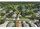 Aerial view of a single Gathering home with a pond in the background at 3623 Doral St, Palm Harbor, FL 34685