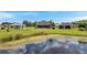 Aerial view of homes near a tranquil pond with lush landscaping at 116 Caladium Ct, Bradenton, FL 34212