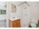 Bathroom with shower, toilet, and vanity at 1618 Valencia St, Clearwater, FL 33756