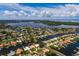 Aerial view highlighting a waterfront property with a spacious lot at 1985 Michigan Ne Ave, St Petersburg, FL 33703