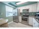Modern kitchen with stainless steel appliances and white cabinets at 4411 Rustic Dr # 4411, New Port Richey, FL 34652