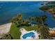 Waterfront property with inviting pool, patio area, green lawn, and views of the bay at 4751 Baywood Point S Dr, Gulfport, FL 33711