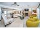Open-concept living room featuring a fireplace, comfortable seating, and an open layout to the dining room at 4751 Baywood Point S Dr, Gulfport, FL 33711