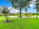 Landscaped backyard with a view of the lake and community at 6816 Dali Ave # 101, Land O Lakes, FL 34637