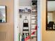 Walk-in storage closet with shelves and ladder for easy access at 6816 Dali Ave # 101, Land O Lakes, FL 34637