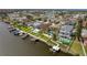 Aerial view of waterfront community with many homes and canals at 6240 Bayside Dr, New Port Richey, FL 34652