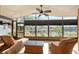 Relaxing screened porch overlooking the water with wicker furniture at 6240 Bayside Dr, New Port Richey, FL 34652