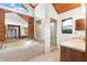 Bathroom with soaking tub, shower, and wood vanity at 3045 Kevlyn Ct, Safety Harbor, FL 34695