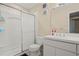 Clean bathroom with shower/tub combo and vanity at 11837 Wildeflower Pl, Temple Terrace, FL 33617