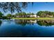 Community pond with fountain and lush trees at 3345 Crystal E Ct # F, Palm Harbor, FL 34685