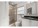 Clean bathroom, featuring a shower and granite countertop at 2517 Trinidad St, Sarasota, FL 34231