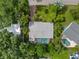 High-angle view of a house with a pool, surrounded by trees at 2517 Trinidad St, Sarasota, FL 34231